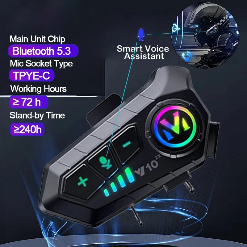 Full Face Motorcycle Helmet With Bluetooth - V10 2X Bluetoothowy Interkom do Kasku