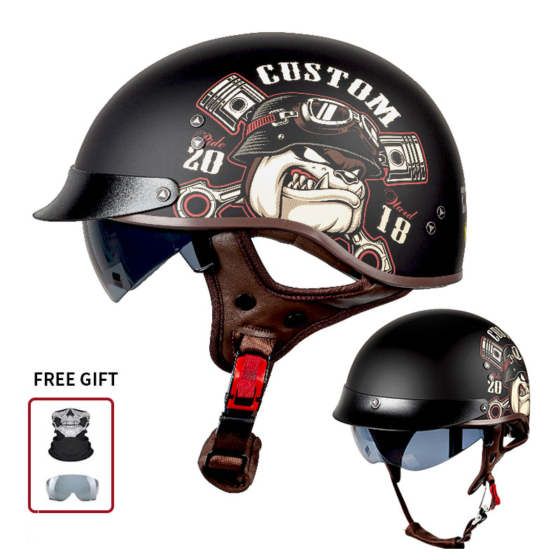 Vintage Open Face Retro Helmet - Klasyczny półotwarty kask motocyklowy z niestandardowym