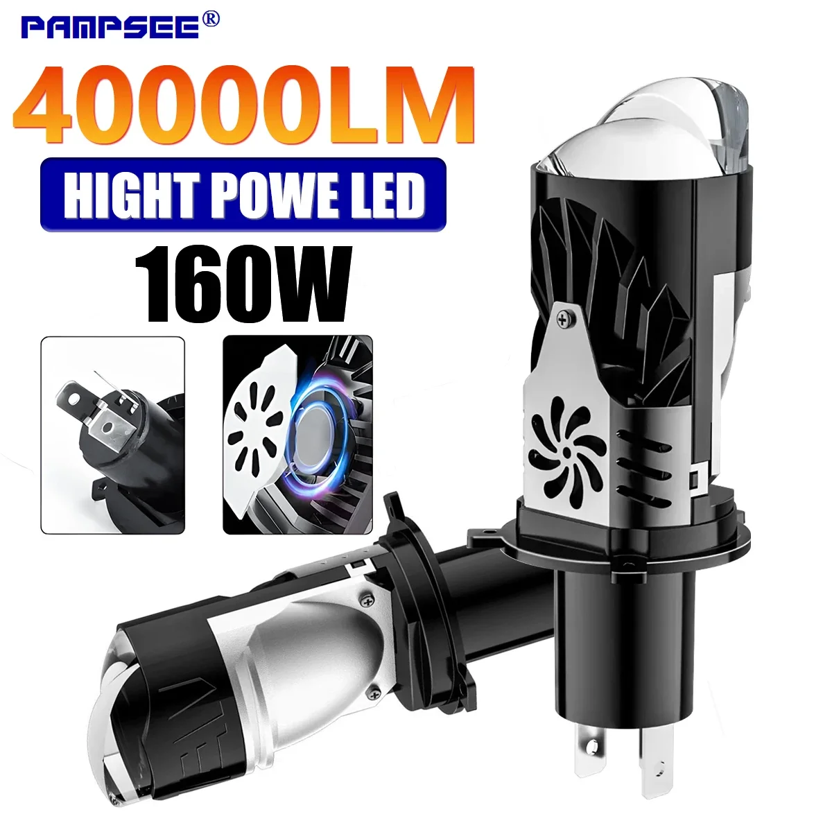 Universal Motorcycle Led Headlight Projector - Żarówki LED H4 do reflektorów samochodowych,