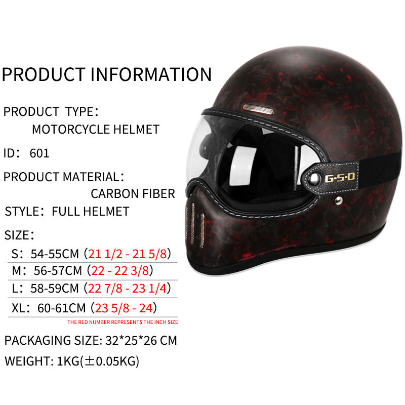 Nowy kask pełnotwarzowy z włók – Carbon Fiber Lightweight Motorcycle Helmet recenzja i cena