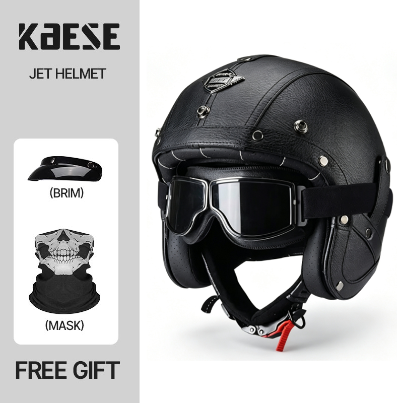 Kask motocyklowy KAESE Classic – Vintage Open Face Retro Helmet recenzja i cena